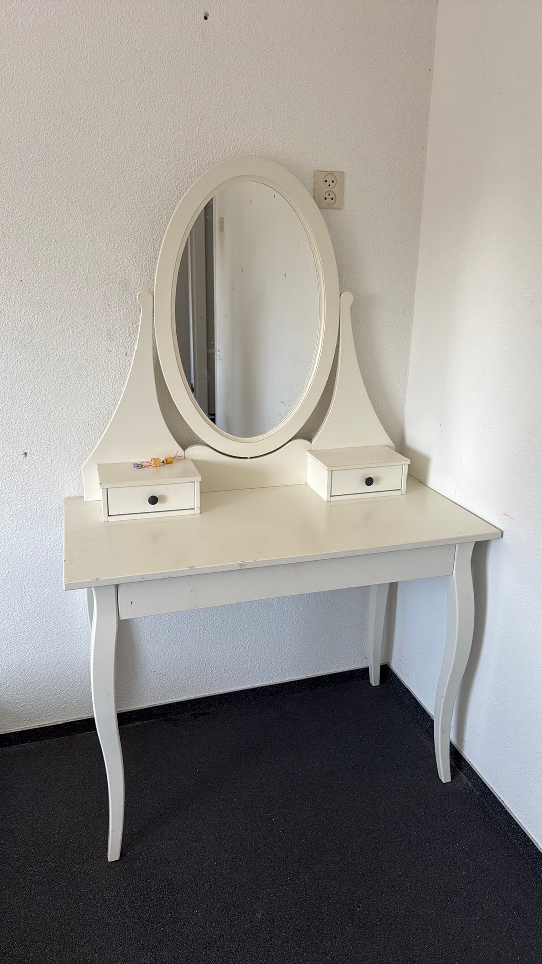 Kaptafel met spiegel en krukje, Ophalen, Gebruikt, 100 tot 150 cm, 50 tot 100 cm