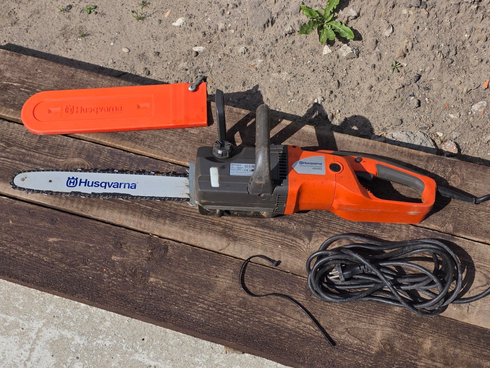 Husqvarna 420EL Elektrische Kettingzaag - 40cm Zaagblad, Ophalen, Gebruikt, 30 t/m 39 mm, Husqvarna