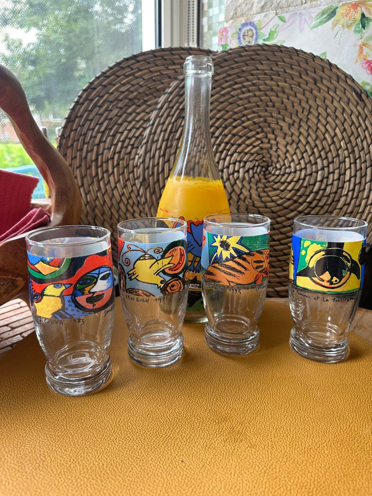 Set van 4 vintage Corneille glazen, 2 Corneille flessen., Antiek en Kunst, Ophalen of Verzenden