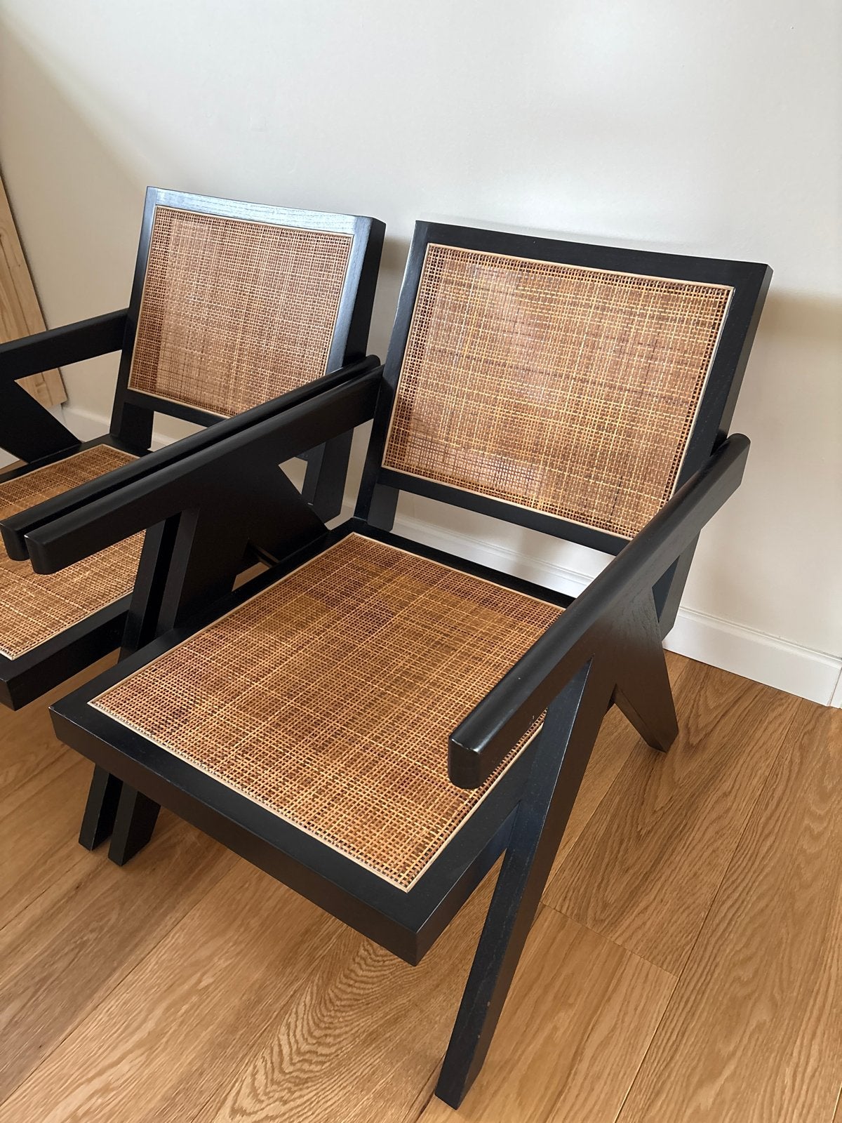 Eichholtz stoelen zwart rotan, Huis en Inrichting, Stoelen, Ophalen, Gebruikt, Twee, Zwart