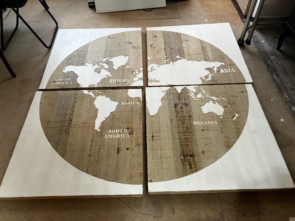 Decoratieve wereldkaart/ platen, Ophalen of Verzenden, Zo goed als nieuw, Schilderij, 75 tot 100 cm