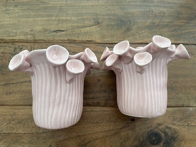 NIEUW !!!! Set van 2 stenen potjes roze Luimes & Luimes roze, Rond, Nieuw, Binnen, Ophalen of Verzenden
