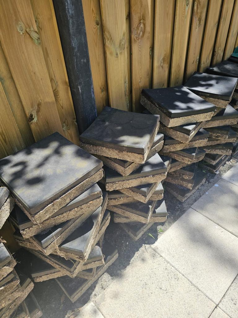 Rubberen/beton terrastegels, Ophalen, Gebruikt, Rubber, 10 m² of meer