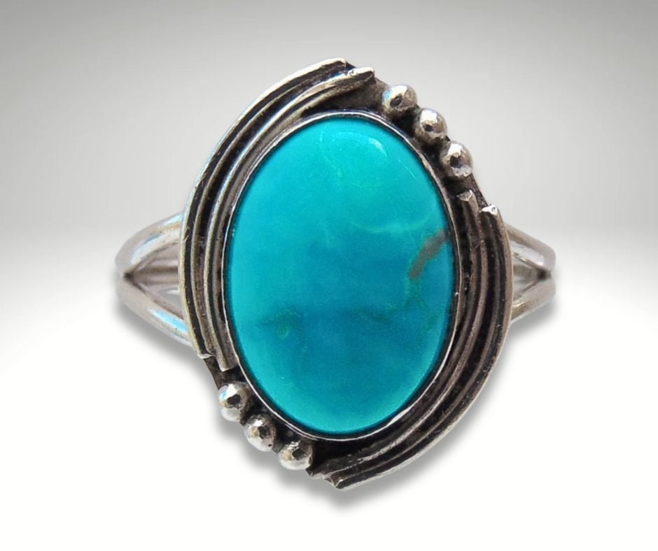 Super NAVAJO zilver Sleeping Beauty turquoise ring M19,5/20!, 19 tot 20, Ophalen of Verzenden, Zo goed als nieuw, X