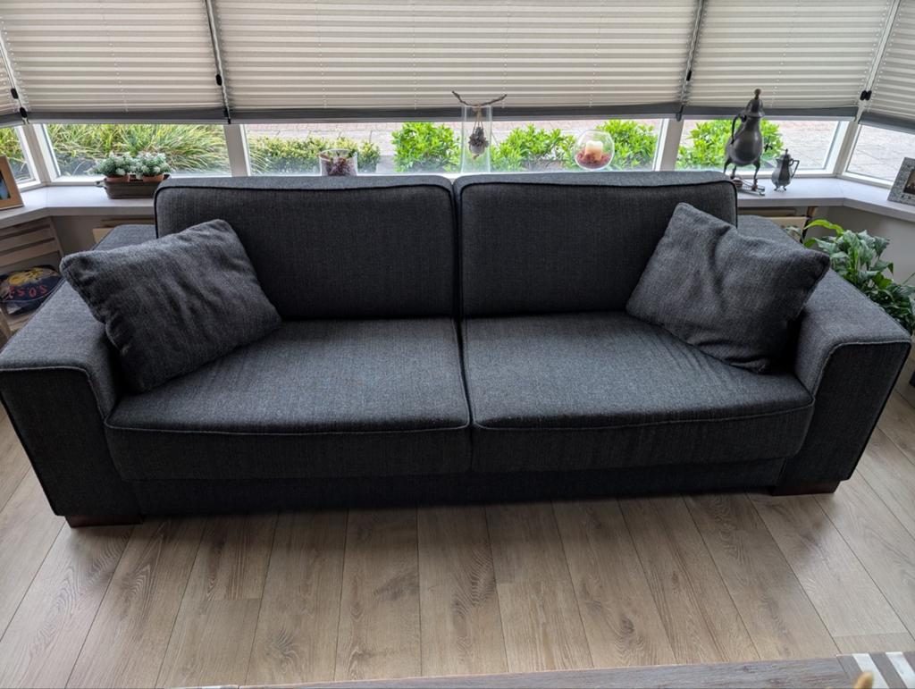 Bank 3 zits stof gemêleerd antraciet, Ophalen, Gebruikt, 75 tot 100 cm, Stof