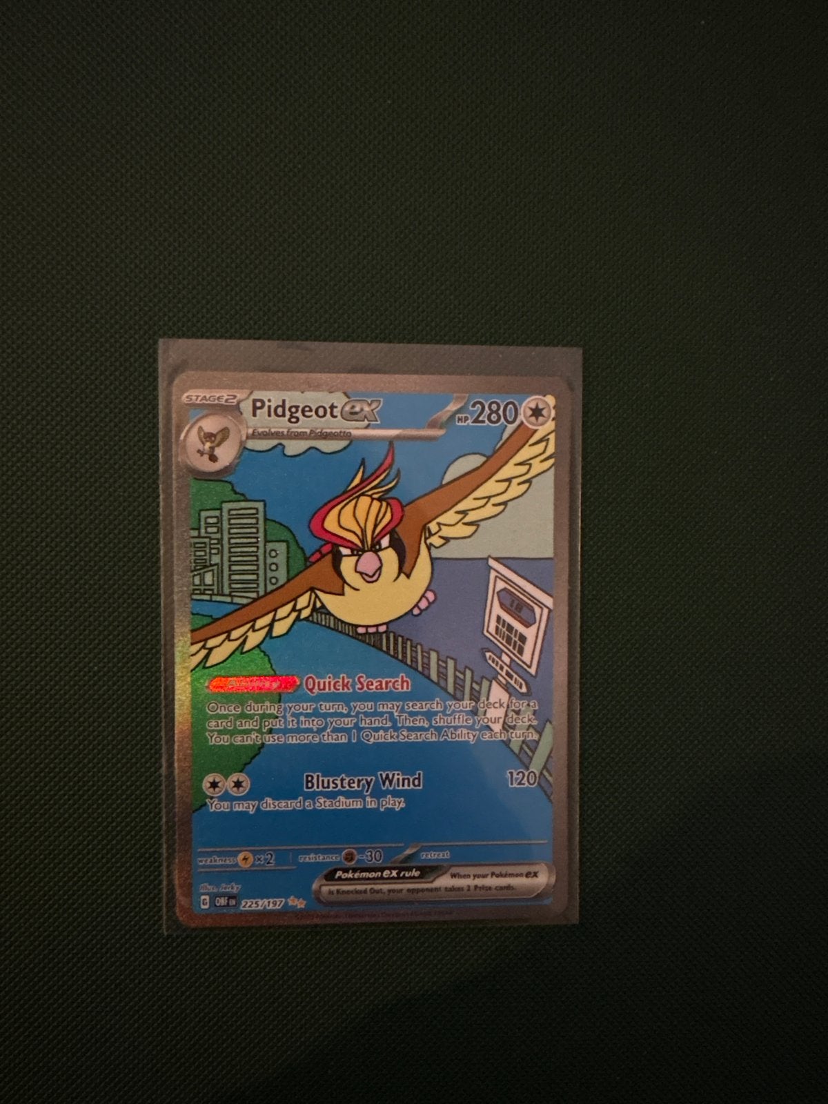 Pidgeot ex 225/197, Ophalen of Verzenden, Zo goed als nieuw, Losse kaart, Foil