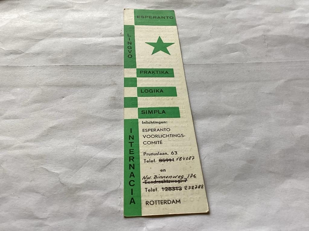 Esperanto Boekenlegger - Zeldzaam!, Verzamelen, Ophalen of Verzenden