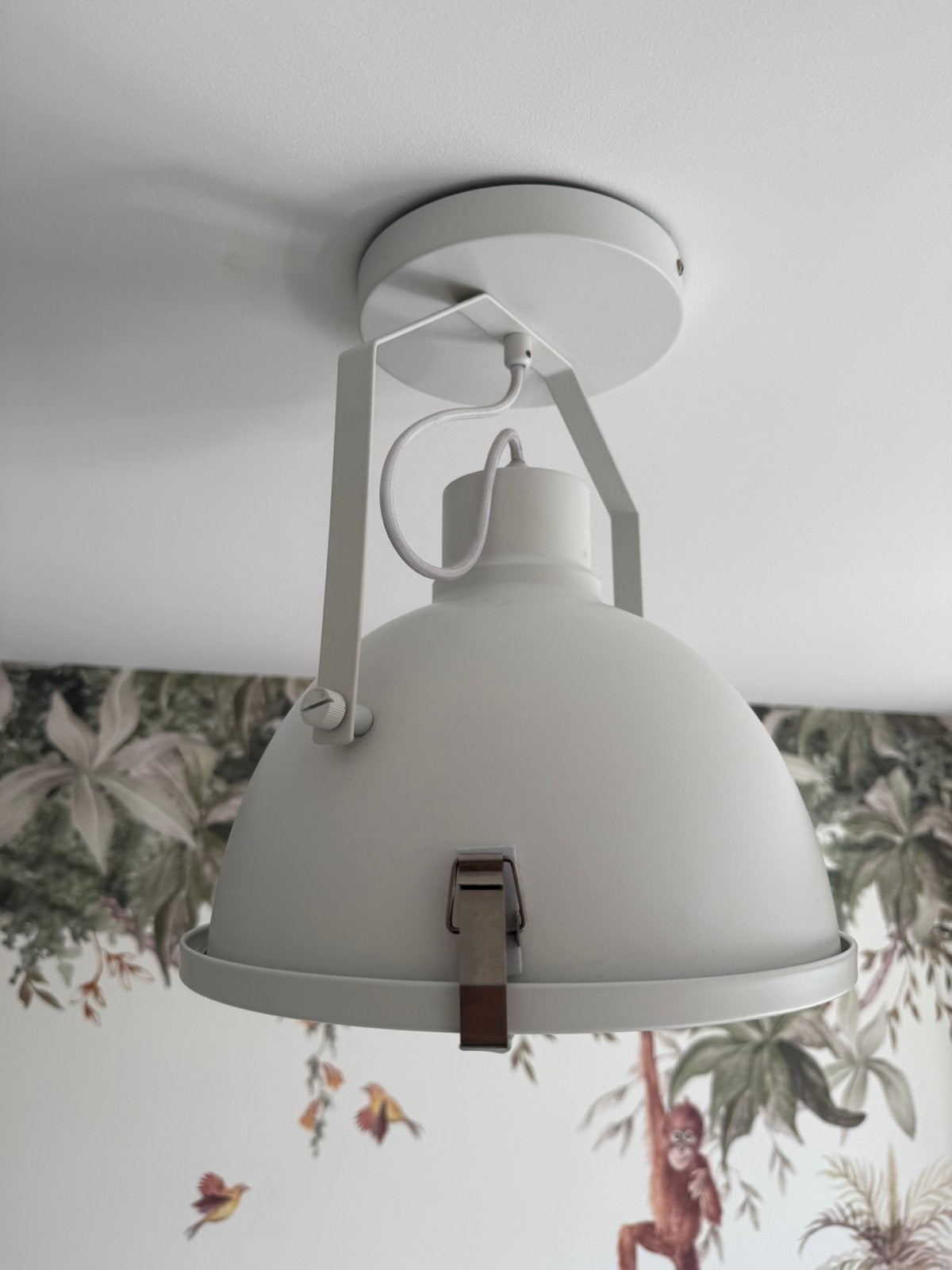 Plafondlamp hanglamp industriel wit (2 stuks beschikbaar), Ophalen of Verzenden, Zo goed als nieuw
