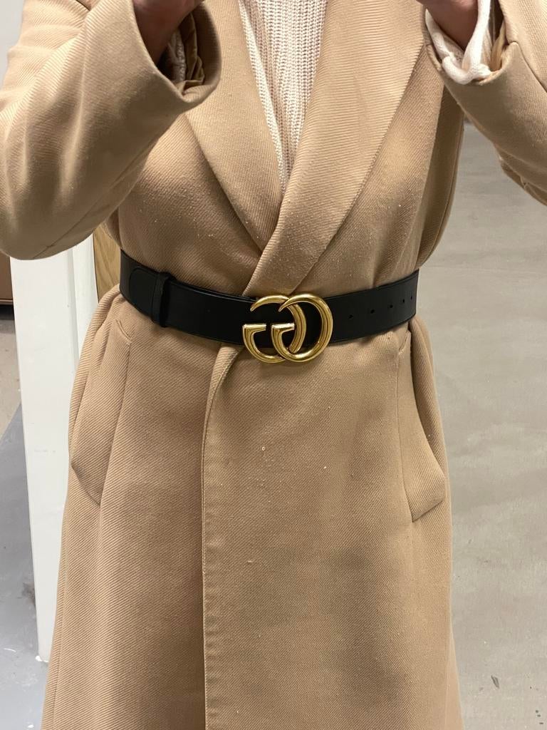 Gucci riem, zwart met goudkleurige gesp, Ophalen, 80 tot 90 cm, 3 tot 5 cm, Zo goed als nieuw