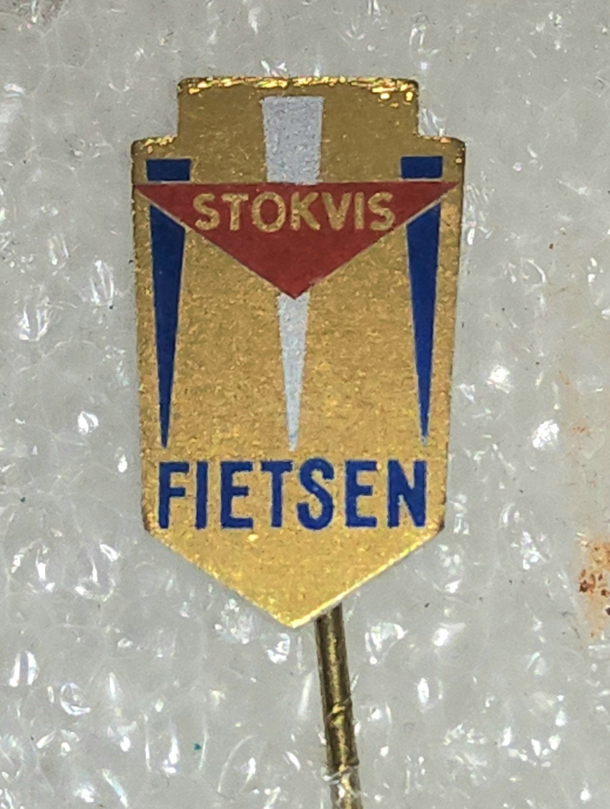 Vintage Stokvis Fietsen Speldje, Verzamelen, Ophalen of Verzenden, Gebruikt, Overige onderwerpen, Speldje of Pin