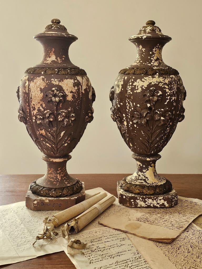 2 antieke Franse urn vazen / urnen potten vaas * gemerkt, Antiek en Kunst, Ophalen