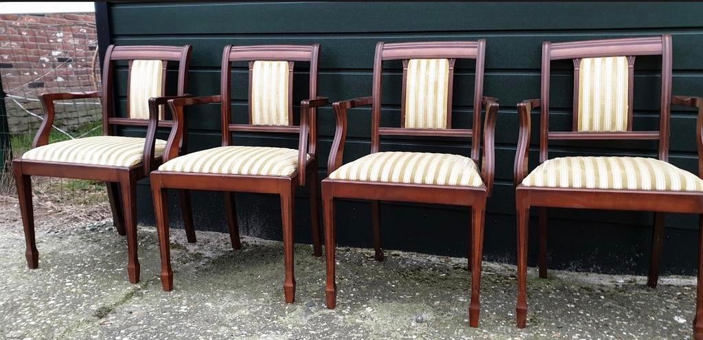 4 Heldense mahonie eetkamer armstoelen, Ophalen of Verzenden