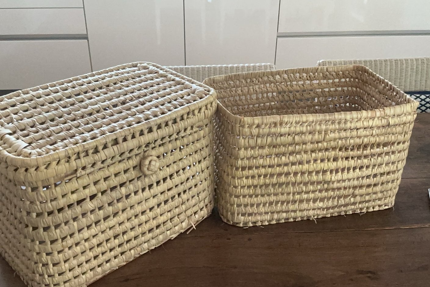 Manden, 2 stuks, Huis en Inrichting, Ophalen, Gebruikt, Rechthoekig, Riet