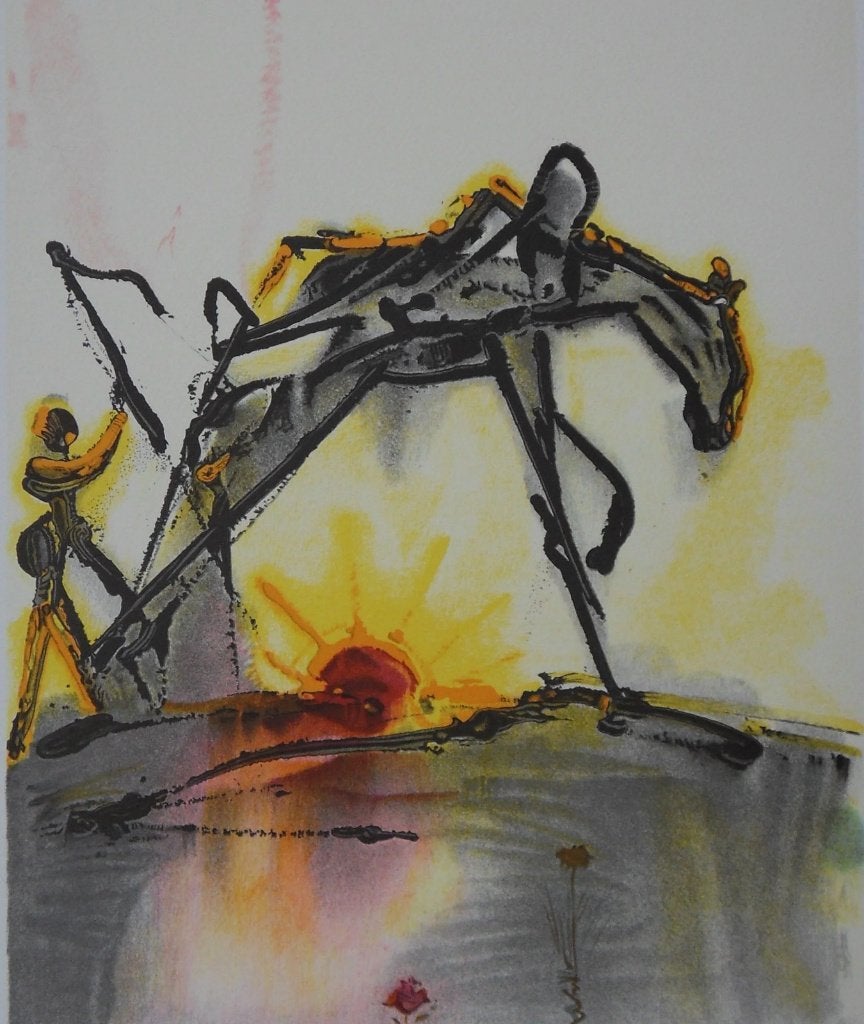 Salvador Dalí(1904) Lithografie " Le Cheval Labeur " Ges Gel, Ophalen of Verzenden, Gelimiteerde oplage, Lithografie, Dieren en Natuur