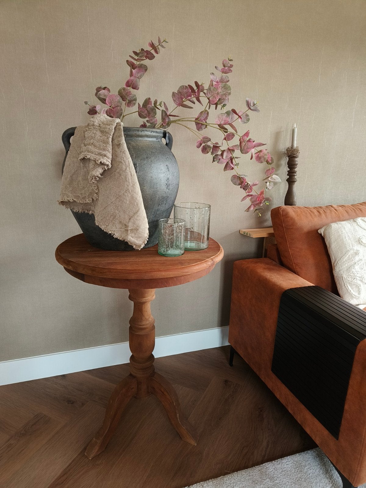 Ronde Wijntafel met Drie Poten - Hout, Huis en Inrichting, Ophalen, Rond, Nieuw, 55 tot 75 cm