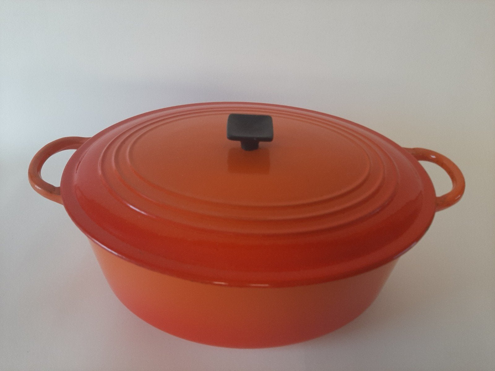 Le Creuset Braadpan 30 cm Ovenschaal Gietijzer Oranje, Huis en Inrichting, Keuken | Potten en Pannen, Gebruikt, Le Creuset, Ophalen of Verzenden