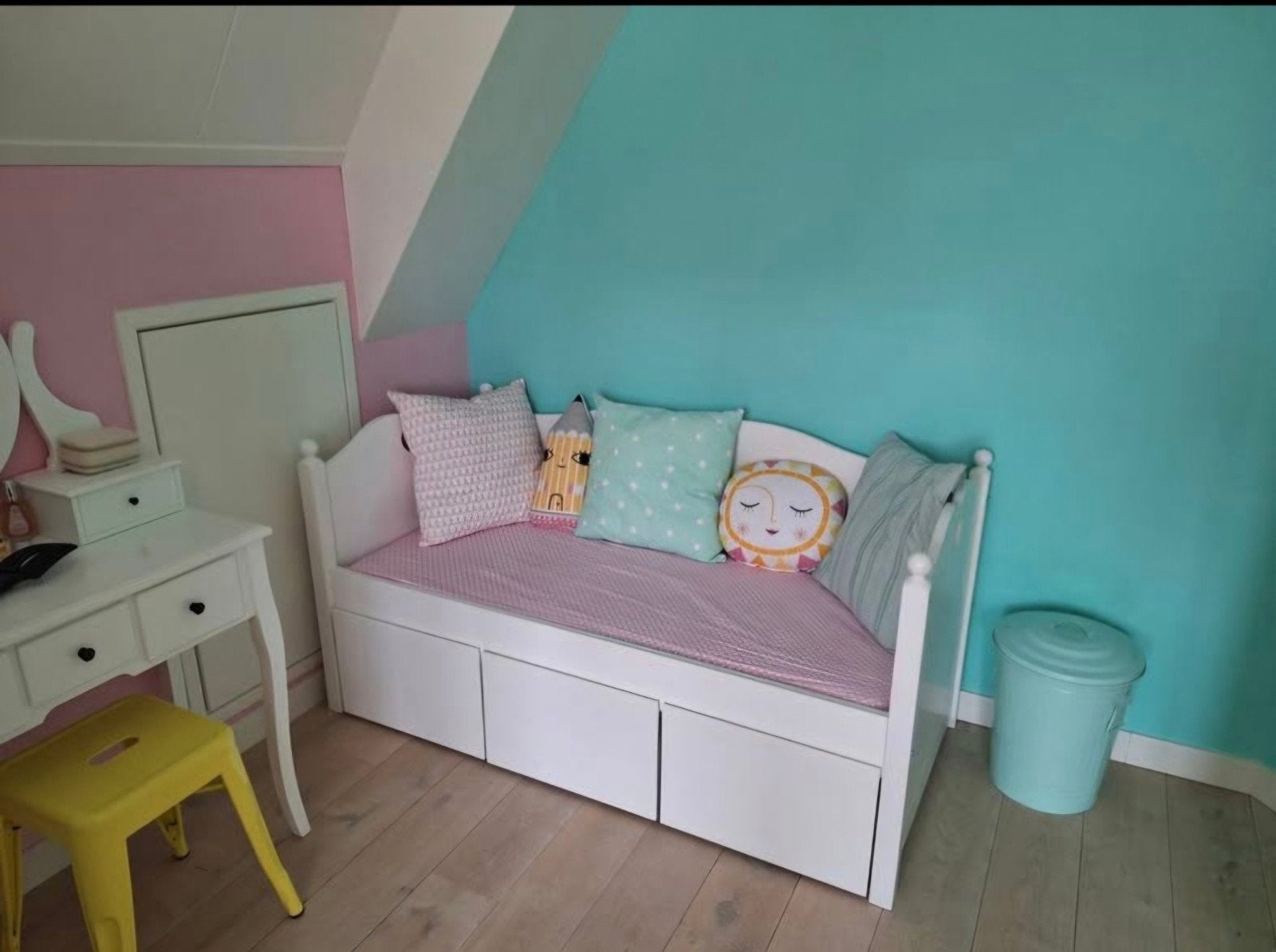 Junior bedbank / peuterbed incl. 4 seizoendekbed, Kinderen en Baby's, Gebruikt, 70 tot 85 cm, 140 tot 160 cm, Ophalen