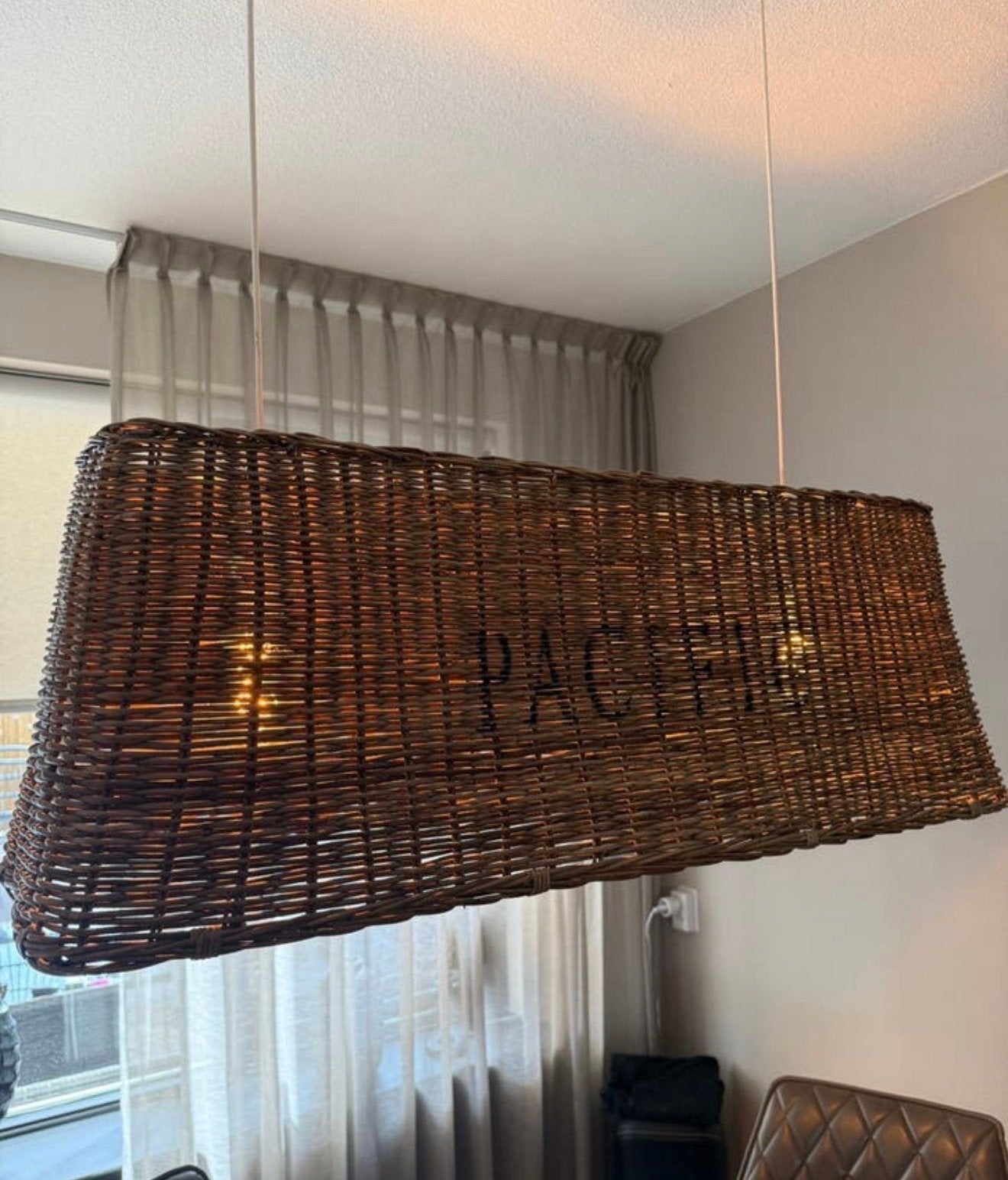 Riviera Maison Hanglamp - Rotan - 102 cm breed, Huis en Inrichting, Lampen | Hanglampen, Ophalen, Gebruikt, Overige materialen