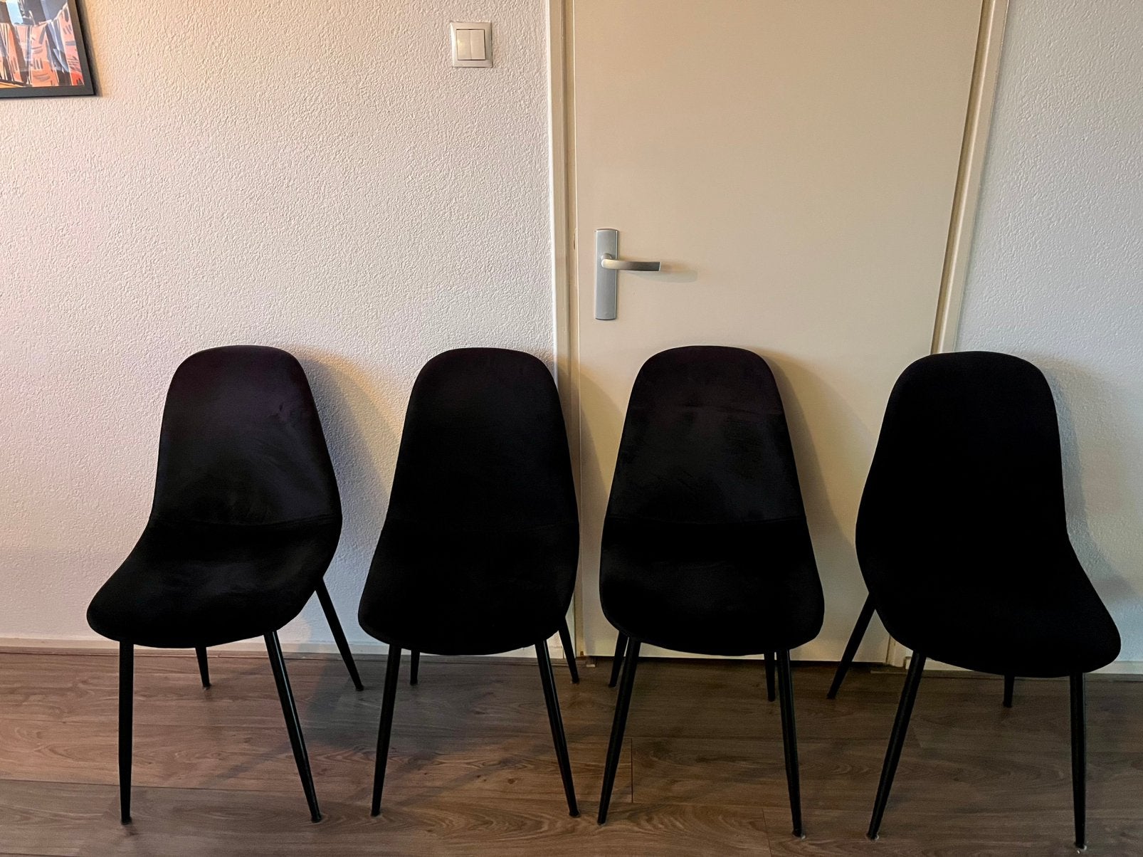 Eetkamerstoel Ivy – velvet zwart, Ophalen, Gebruikt, Zwart, Vier