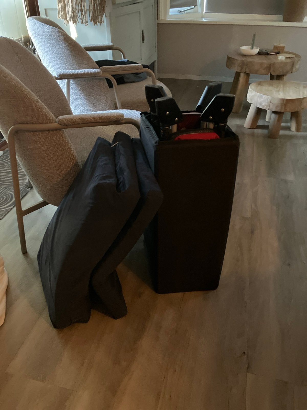 Campingbedje met matrasje en bedverhoger, Kinderen en Baby's, Ophalen, 70 tot 85 cm, Zo goed als nieuw, Minder dan 140 cm