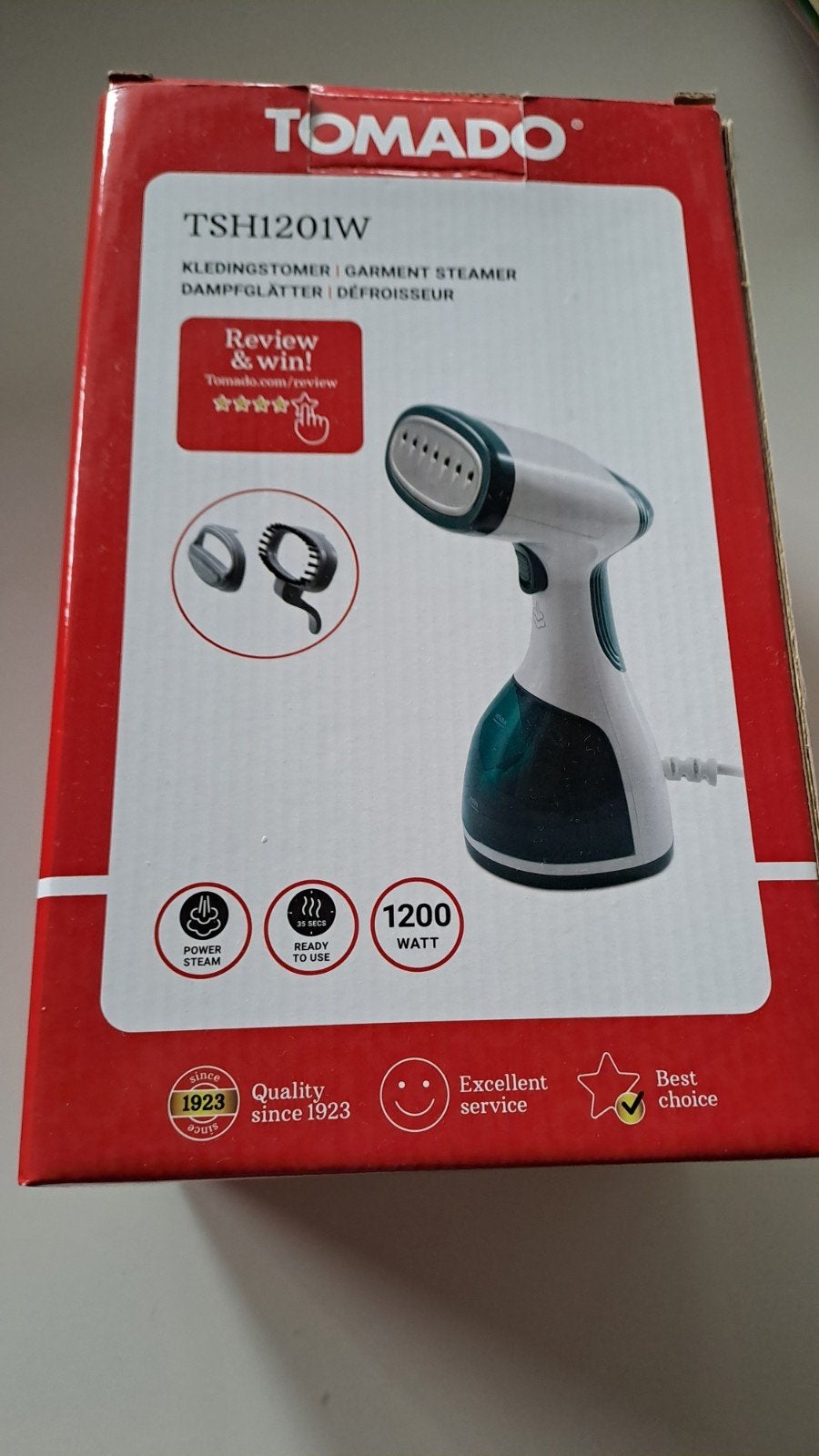 Tomado TSH1201W Kledingstomer - 1200W - Nieuw in doos, Ophalen, Zo goed als nieuw