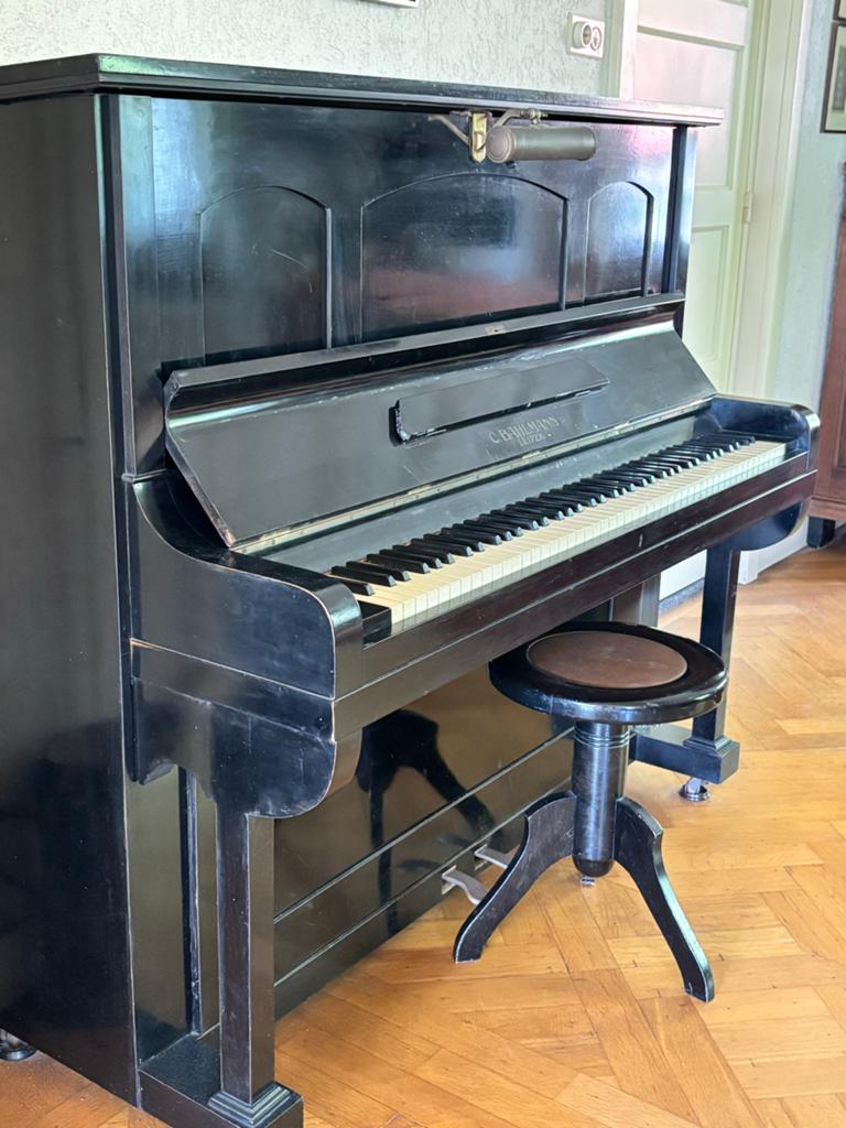 Antieke C. Bahlmann Leipzig Piano met Kruk, Ophalen, Gebruikt, Zwart, Piano