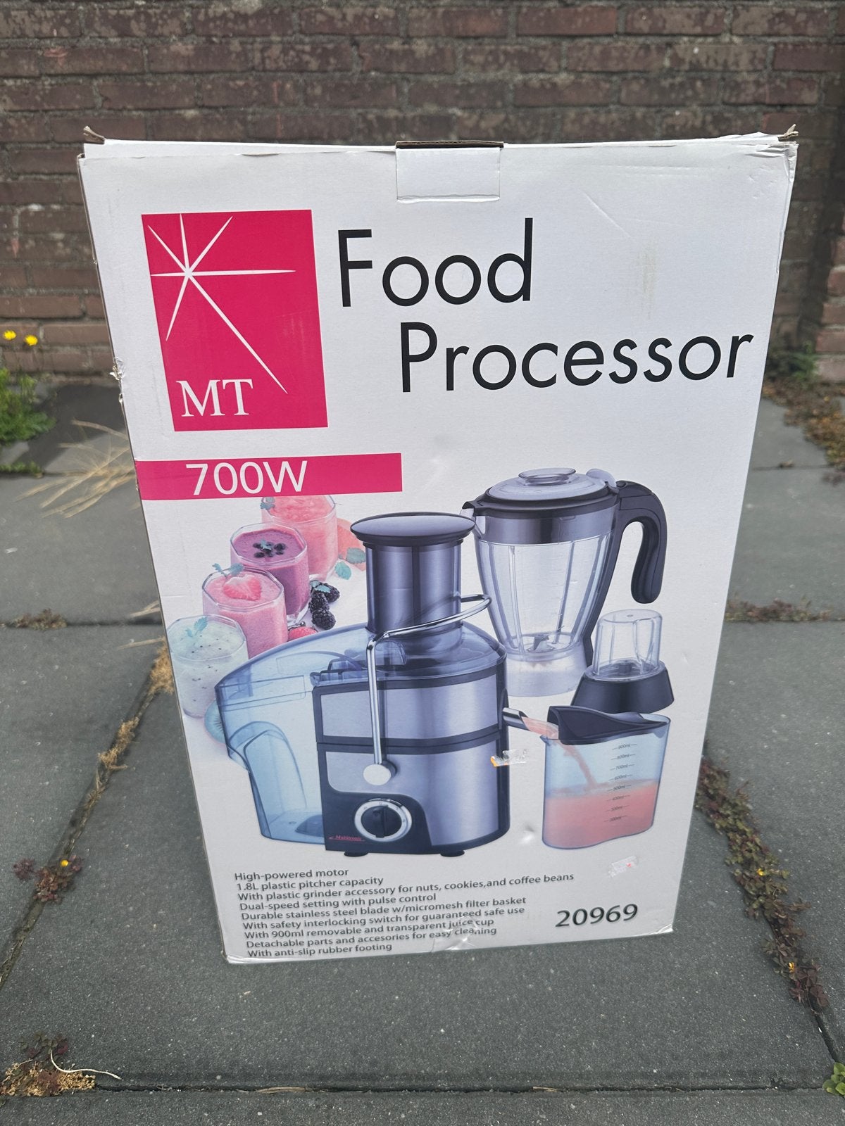 MT 700W Food Processor - Nieuw in doos, 1 tot 2 liter, Ophalen, Nieuw, 2 snelheden