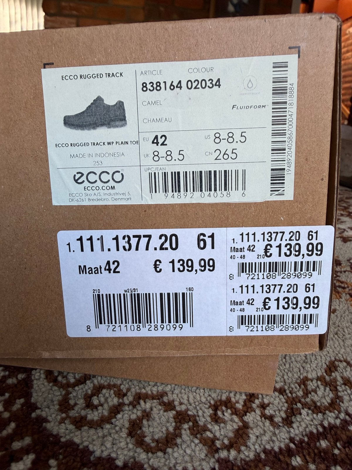 ECCO Rugged Track WP Plain Toe Herenschoenen Maat 42, Ophalen of Verzenden, Nieuw, Bruin, Wandelschoenen of Bergschoenen