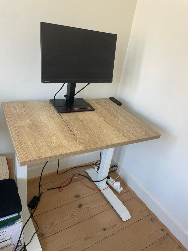Sit-Stand desk Oak/White, Huis en Inrichting, Bureaus, Ophalen, Zit-sta bureau, 60 cm, Hout