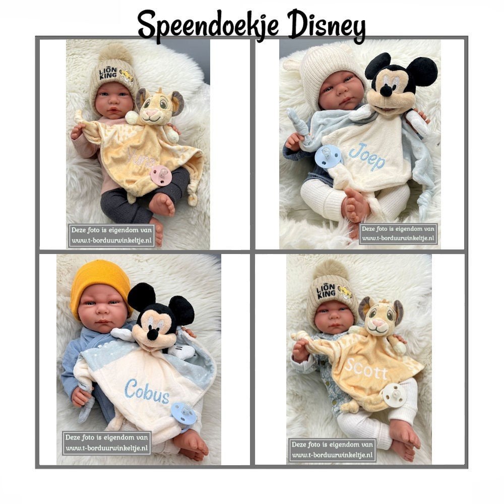 Speendoekje Disney geborduurd met naam, Ophalen of Verzenden, Nieuw, Kraamcadeau
