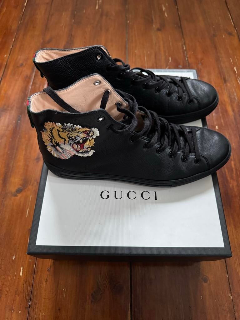 Gucci Hightop sneakers - maat 10 - zwart - nieuwstaat, Zwart, Ophalen of Verzenden, Sneakers of Gympen, Zo goed als nieuw