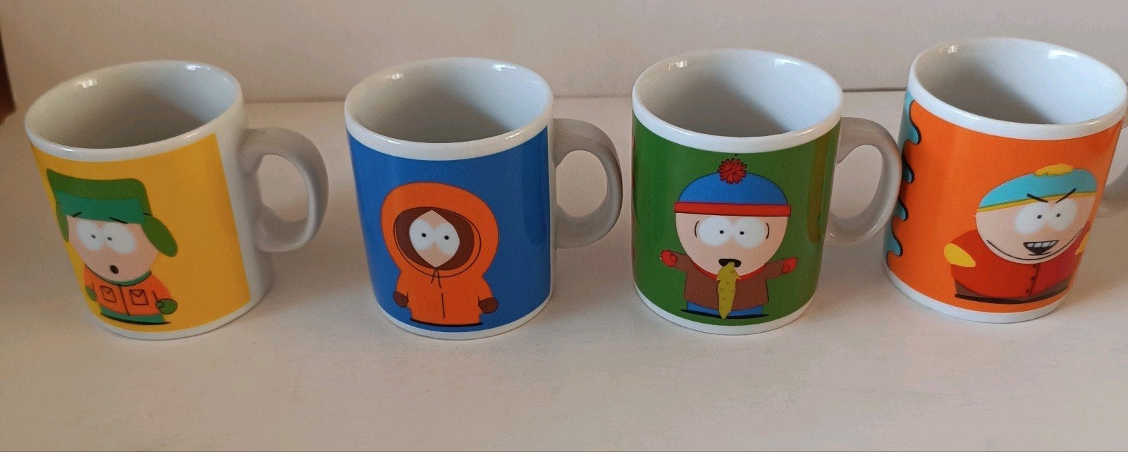South Park Espresso Kopjes - Cartman, Kenny, Kyle, Stan, Huis en Inrichting, Ophalen of Verzenden, Zo goed als nieuw, Overige stijlen