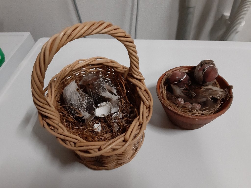 2 x decoratie vogelnestje met eieren, Ophalen of Verzenden