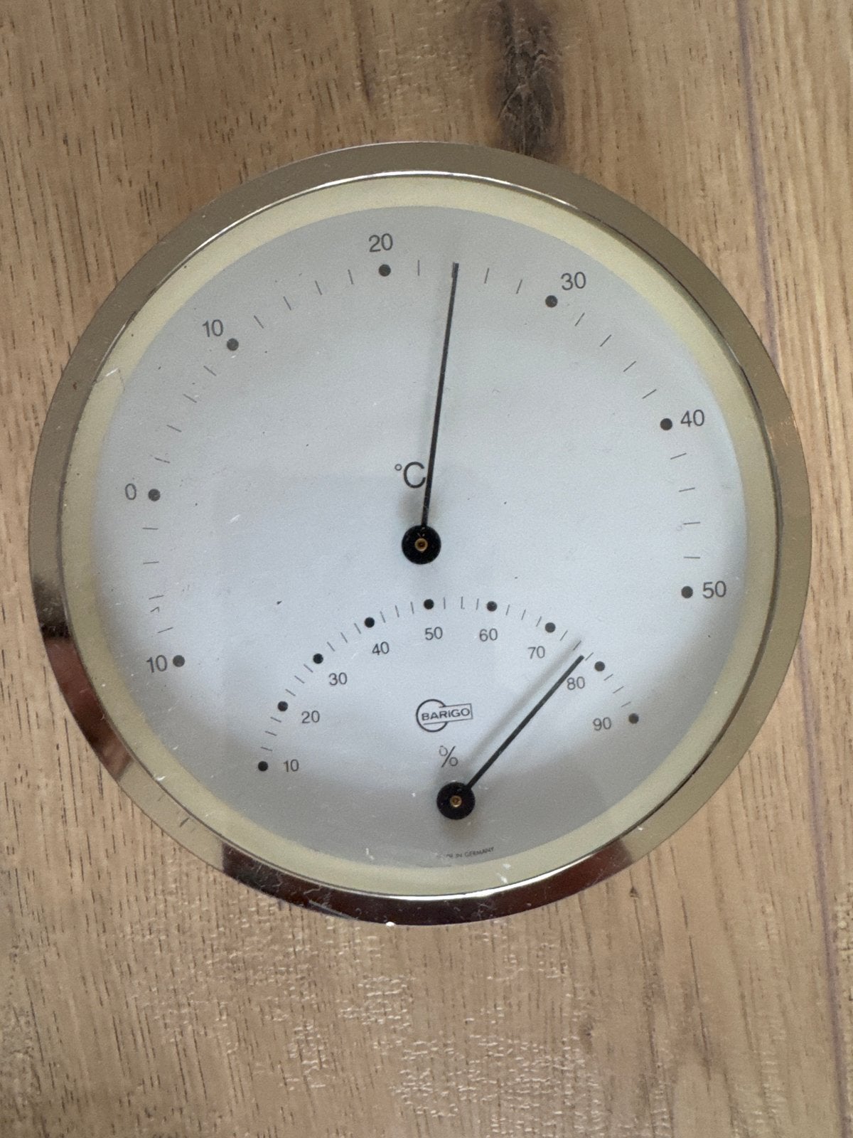 Barigo Comfortmeter 901.1 - Thermometer Hygrometer Ø 10 cm, Metaal, Ophalen of Verzenden, Zo goed als nieuw, Hygrometer