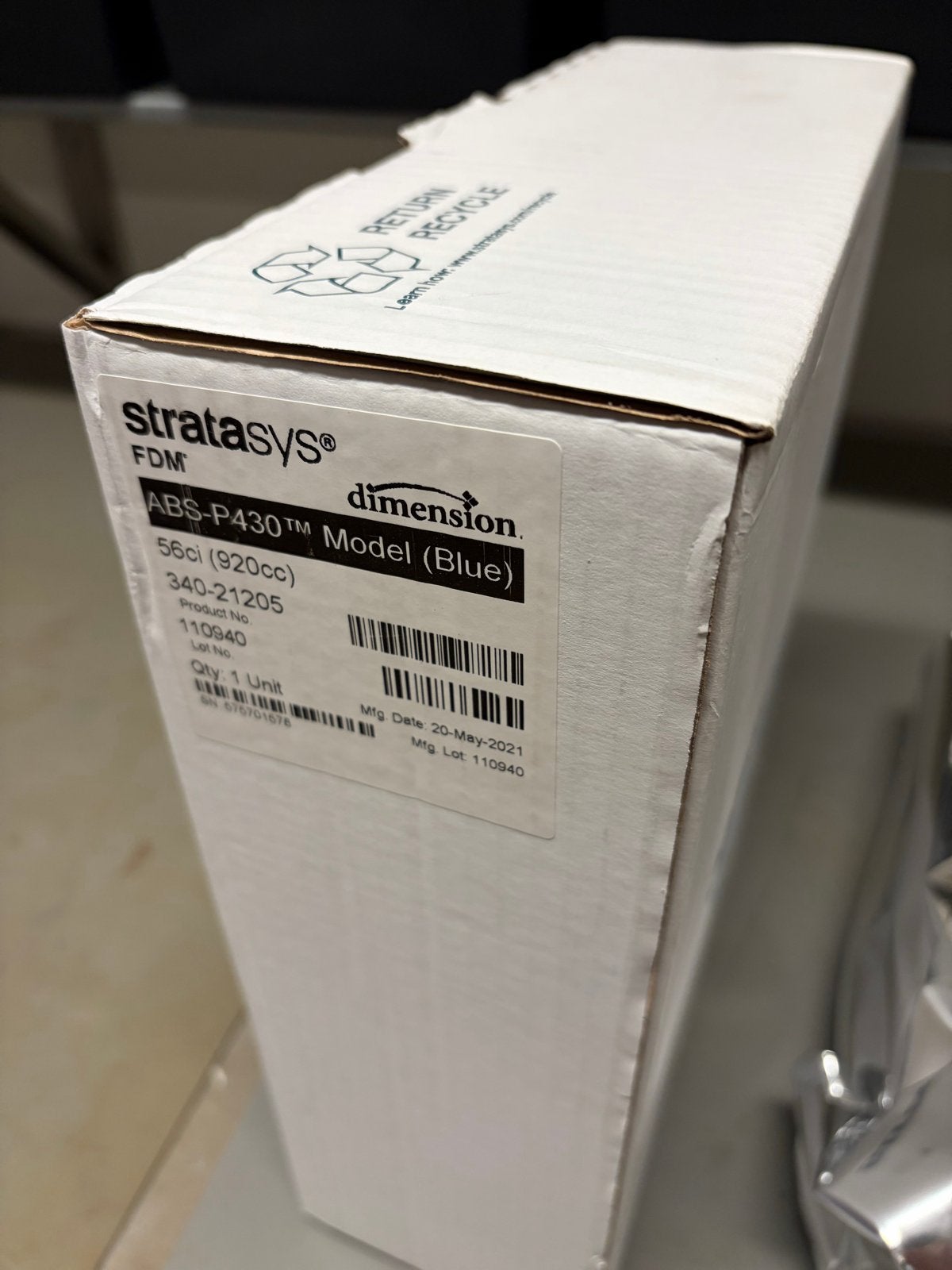 Stratasys ABS-P430 FDM Model (Blauw) 920cc, Ingebouwde Wi-Fi, Nieuw, Ophalen of Verzenden, Filament