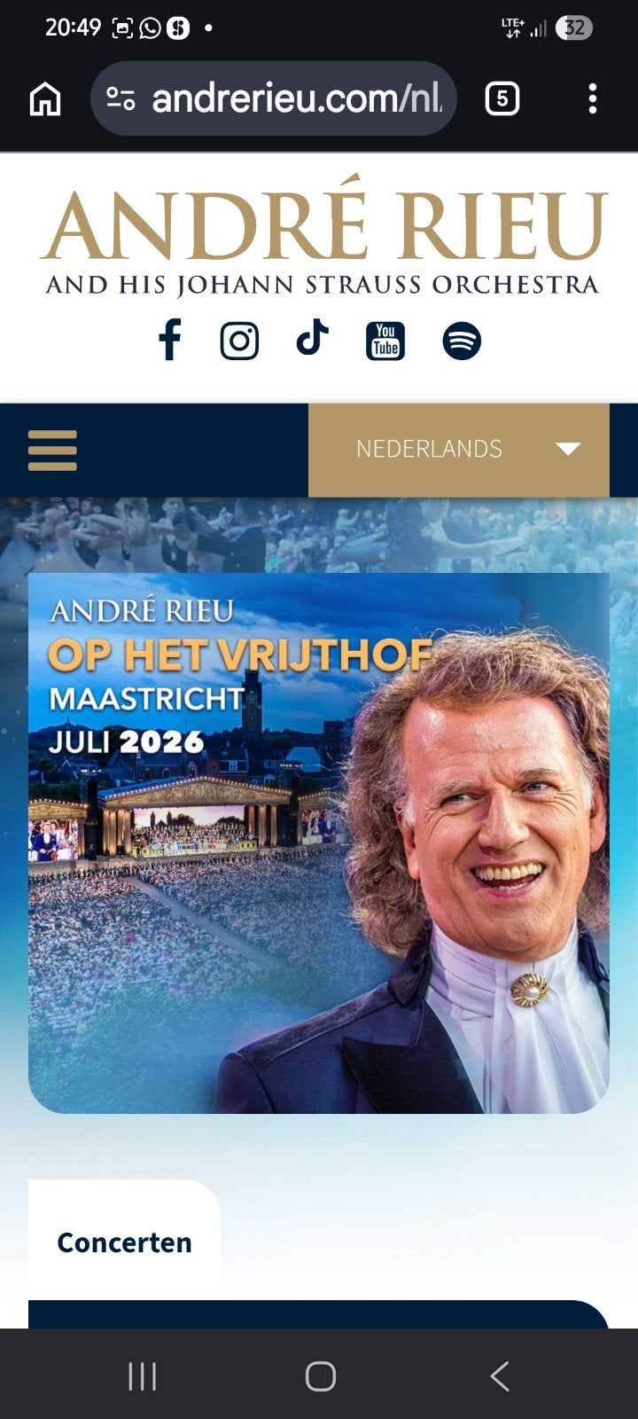 2 kaartjes Andre Rieu Vrijthof Maastricht 11 juli, Twee personen, Juli
