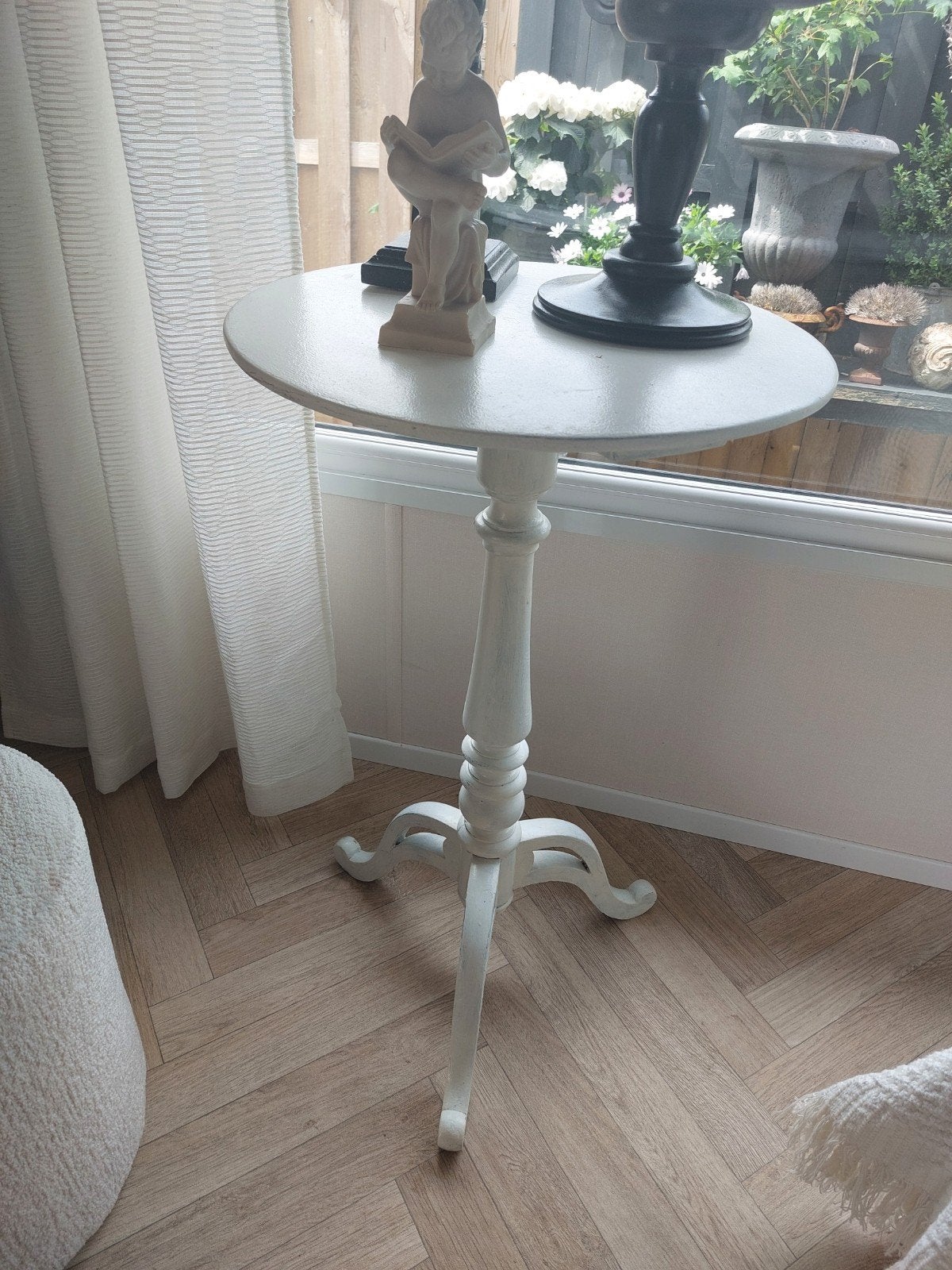 Antiek wijntafeltje         hoog 74 cm    diameter  48 cm, Ophalen of Verzenden, Gebruikt