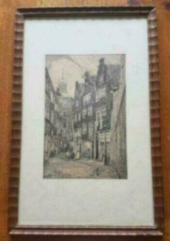 tekening Amsterdam de Bijlsteeg Adriaan Ammeraal Wormer 1956, Ophalen