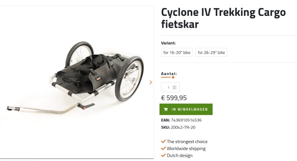 Cyclone IV Trekking Cargo fietskar, Gebruikt, Opvouwbaar, Bagagekar, 20 tot 40 kg