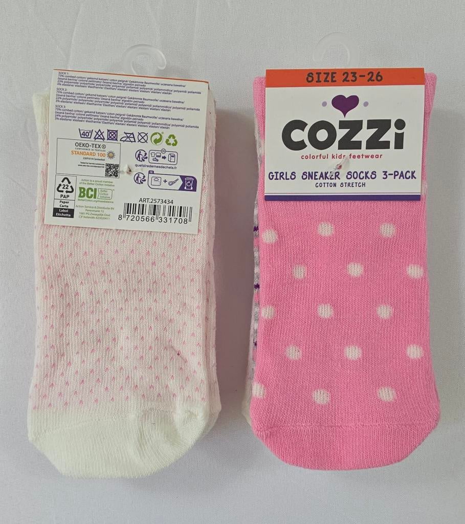 Cozzi sneakersokken 2 X 3-pack maat 23-26. Voor € 5,-, Meisje, Nieuw, Ophalen of Verzenden, Cozzi
