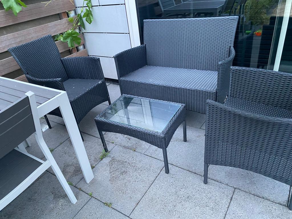 Mooie 3-delige tuinset/loungeset, ziet er goed uit, Tuin en Terras, Tuinsets en Loungesets, Ophalen, 4 zitplaatsen, Zo goed als nieuw