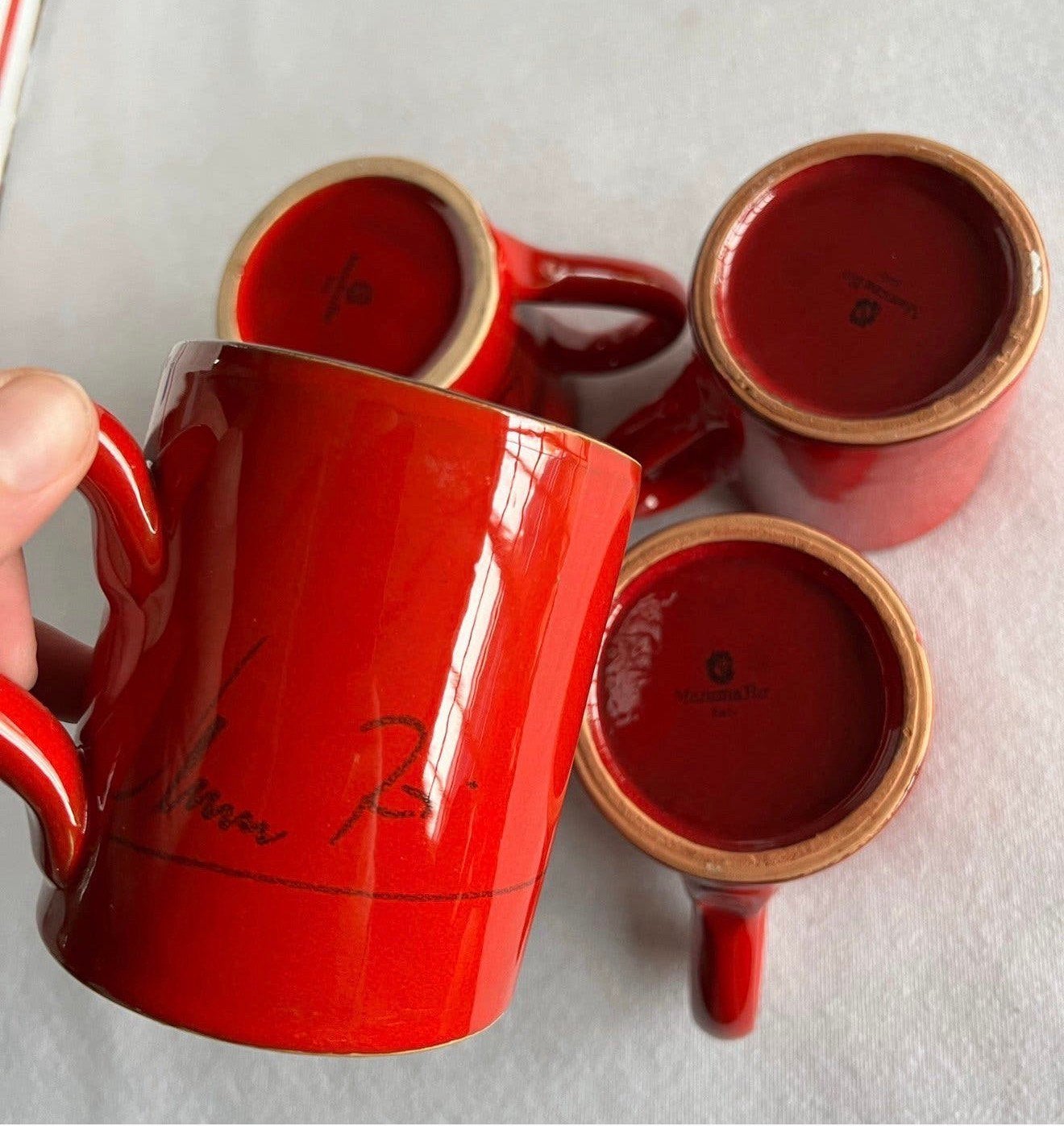 4x MAMMA RO Mammaro Signed Koffie Italy Zeldzame Kom Bekers, Antiek en Kunst, Ophalen of Verzenden