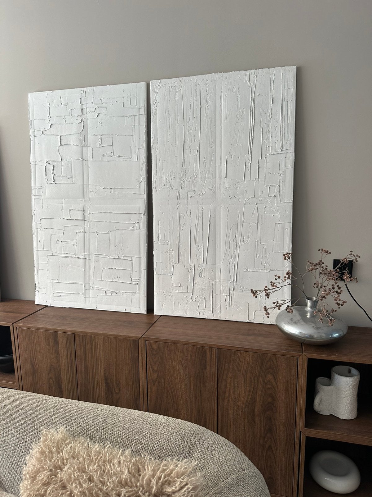 2x Schilderij 3D Japandi Textured Canvas 120x70cm, Ophalen