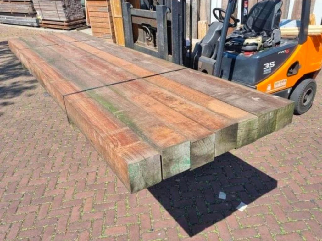 7 Hardhouten palen / balken 15x15 cm/ 4.00 m lang - nr: HB4, Ophalen, Nieuw, Hardhout, 250 cm of meer