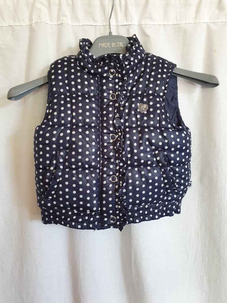 Leuke blauwe bodywarmer, witte stippen. mt 80 merk Frendz, Kinderen en Baby's, Meisje, ., Ophalen of Verzenden, Zo goed als nieuw