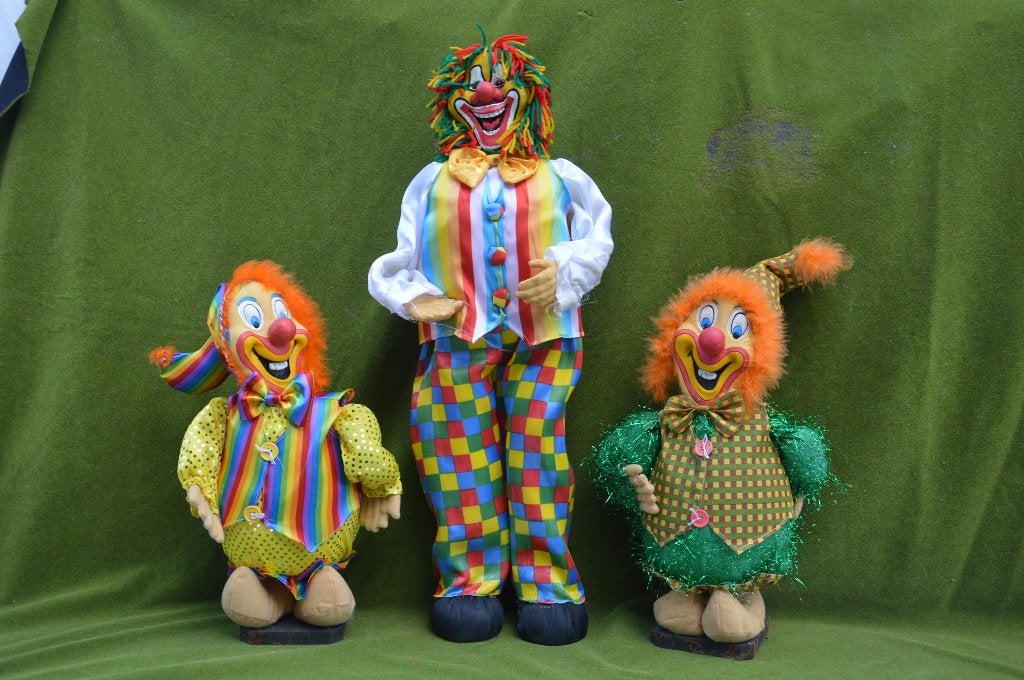 3 Vintage decoratie clowns / clown poppen, winkelmateriaal, Ophalen of Verzenden, Gebruikt, Pop