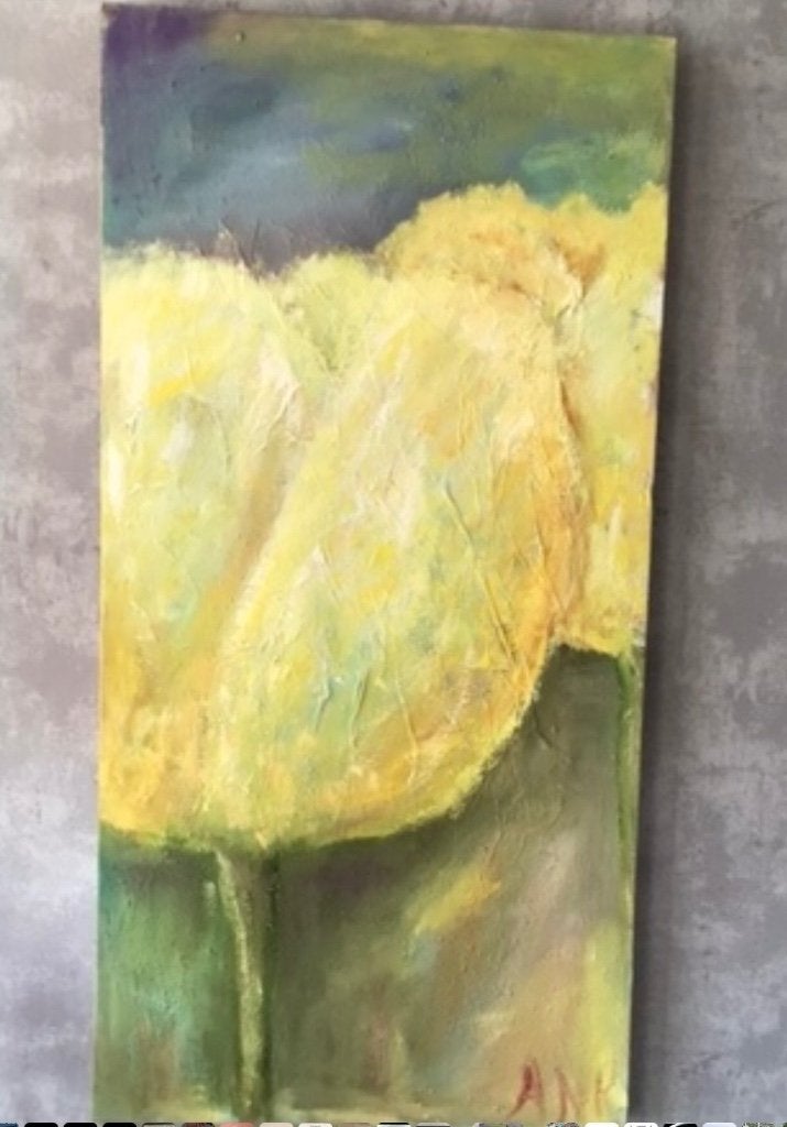 Tulpen impressie olieverf, Antiek en Kunst, Kunst | Schilderijen | Klassiek, Ophalen