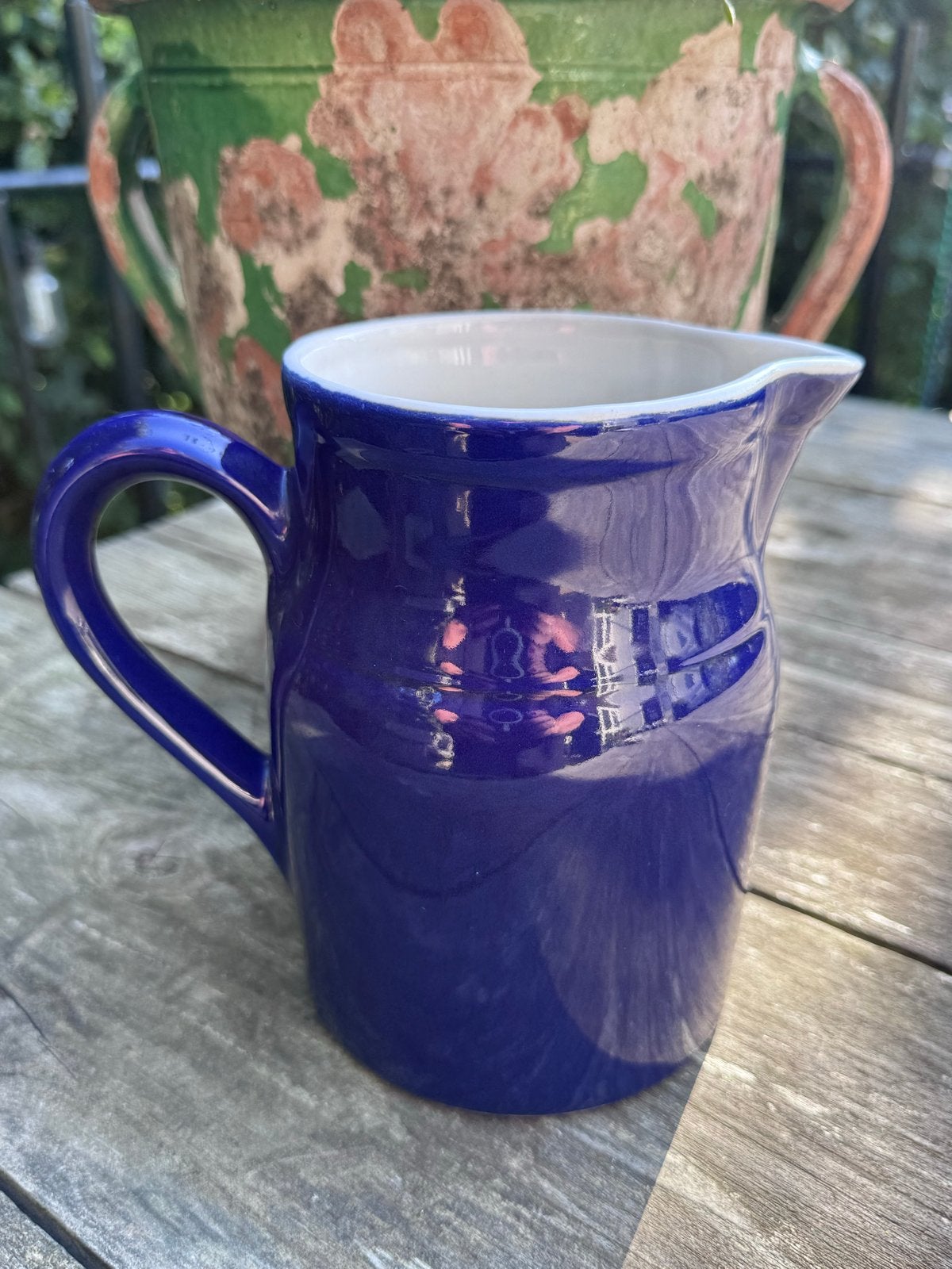 Franse grote greskan in mooi blauw Digion, Ophalen of Verzenden