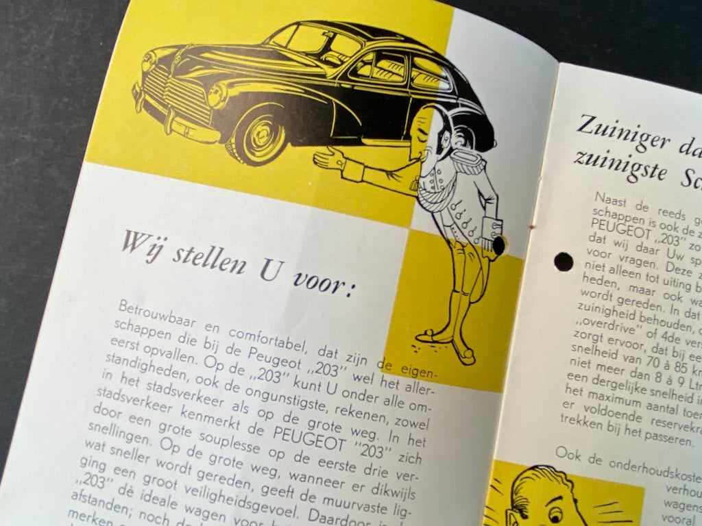autofolder - Peugeot 203, Ophalen of Verzenden, Gelezen, Peugeot