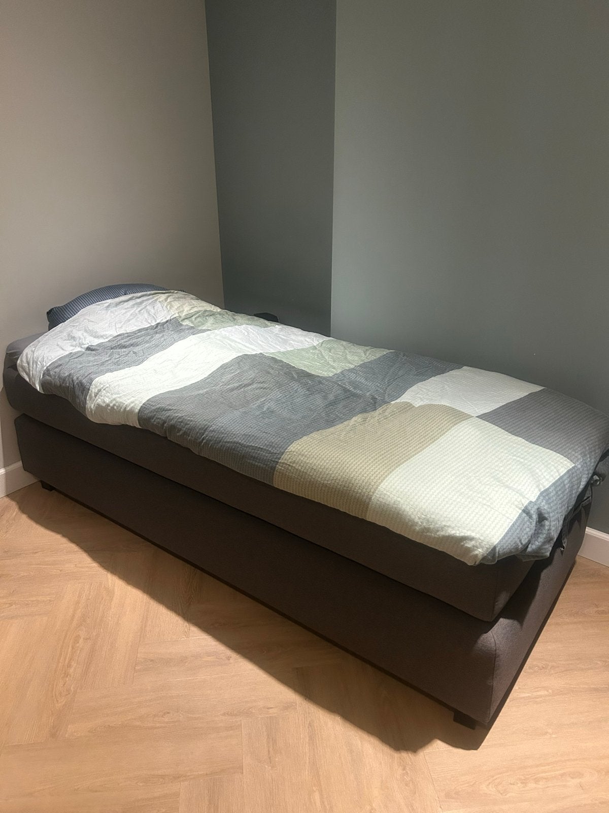 Boxspring 90x210 cm zo goed als nieuw met topper, Ophalen, 90 cm, Eenpersoons, 210 cm